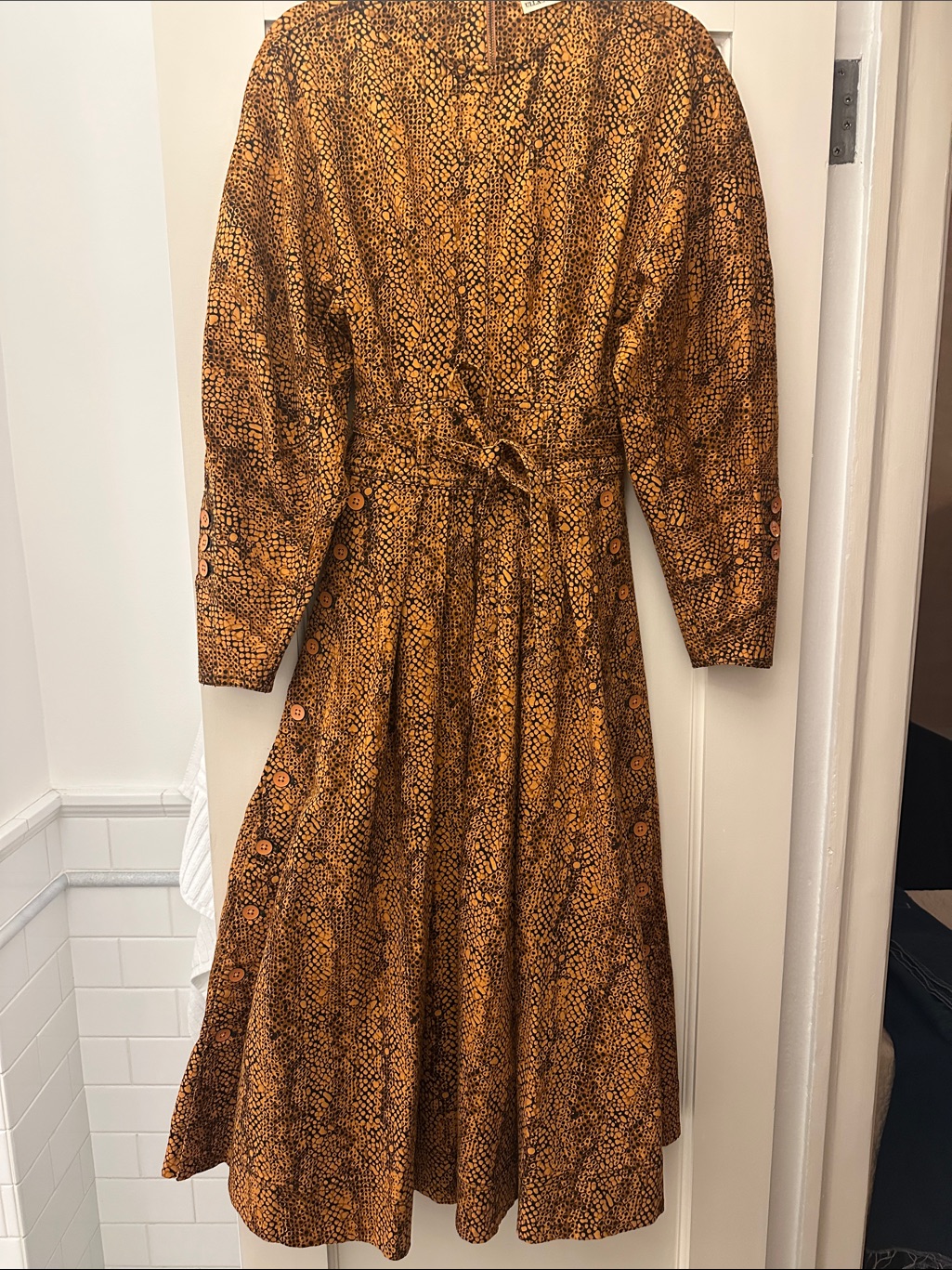 Ulla Johnson Orange And Black Snake Pattern Denim Dress
